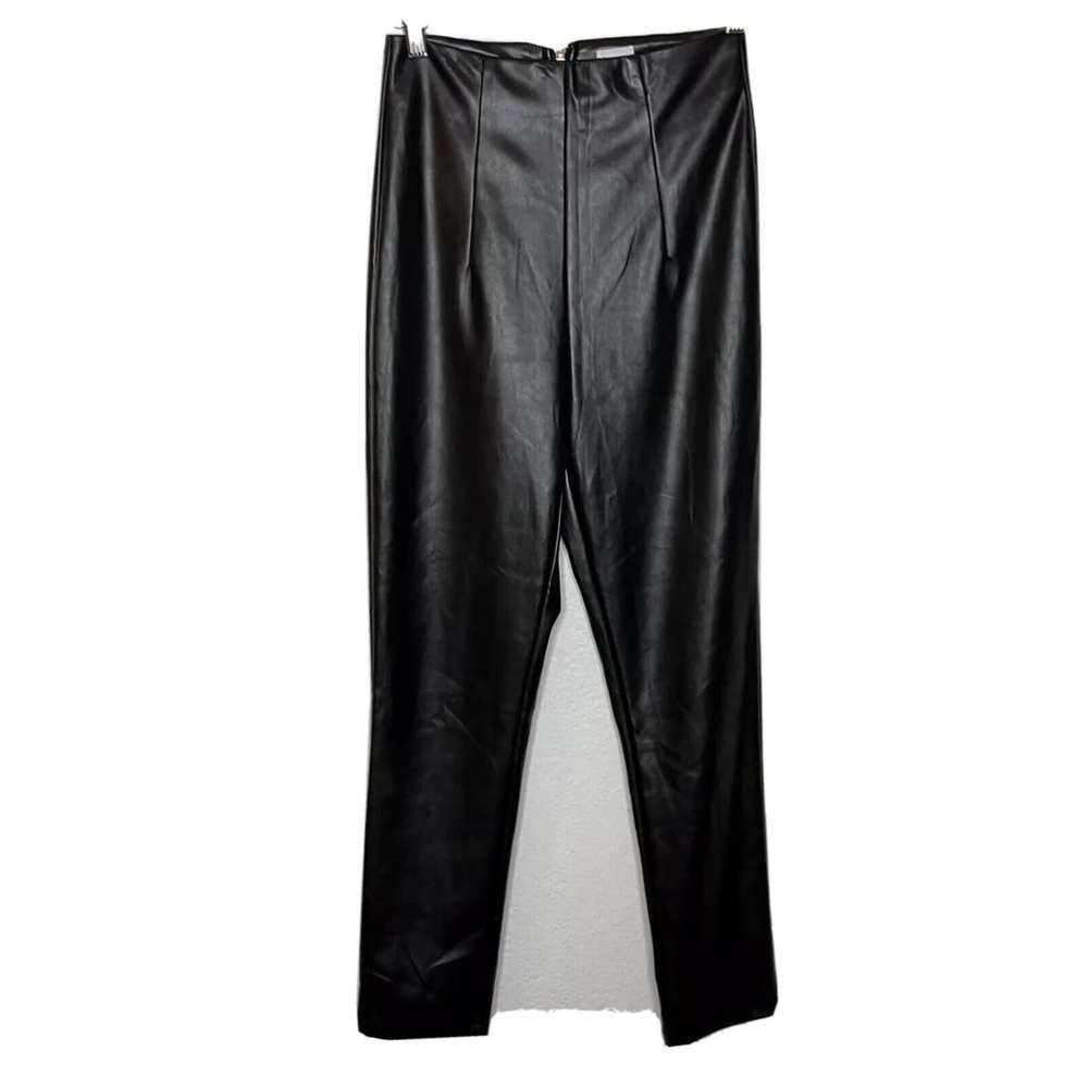 Princess Polly Faux Leather Pants Size 4 Black High Waist Straight Leg Zipper